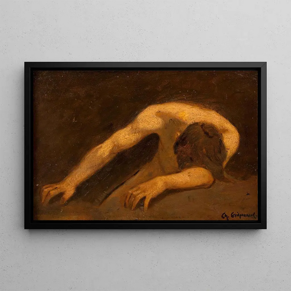 Despair, male nude - Christian Griepenkerl — framed artwork on a wall