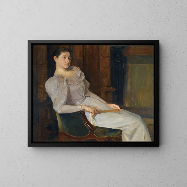 Girl in White - Christian Krohg — framed artwork on a wall