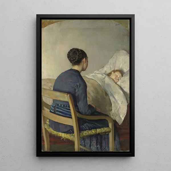 Reproduction of the painting Mother at the bedside of her child - Christian Krohg