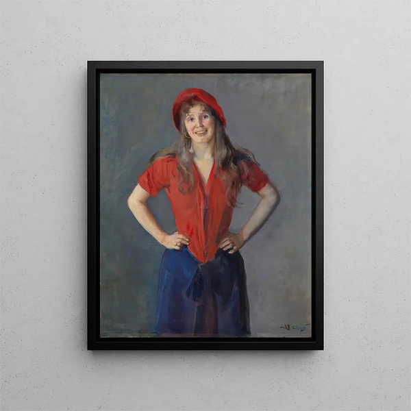 Portrait of the painter Oda Krohg b. Lasson - Christian Krohg — framed artwork on a wall