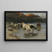 Berger avec vaches au bord du lac - Christian Mali — framed artwork on a wall