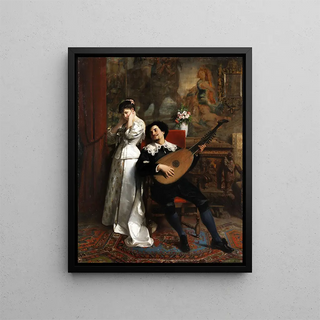 Player of the Lute with a Young Woman - Christian Meyer-Ross — framed artwork on a wall