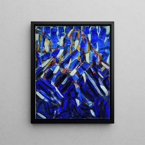 Abstraction of the Blue Mountain - Christian Rohlfs — framed artwork on a wall