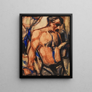 Worker with the upper body nude - Christian Rohlfs — framed artwork on a wall