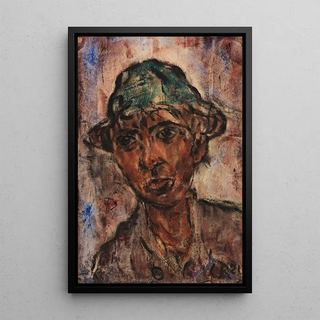 Young man with hat - Christian Rohlfs — framed artwork on a wall