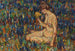 Female nude painting with yellow flower bouquet Girl in the meadow - Christian Rohlfs — artwork view
