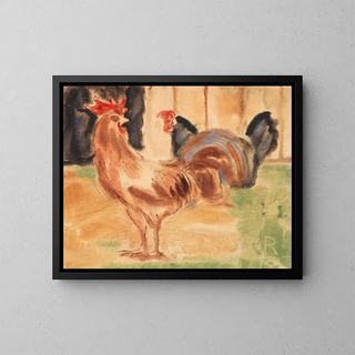 Rooster and Hen - Christian Rohlfs — framed artwork on a wall