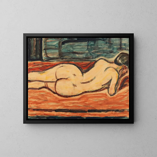 a reclining woman, back turned - Christian Rohlfs — framed artwork on a wall