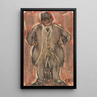 Portrait of a man with a dog - Christian Rohlfs — framed artwork on a wall
