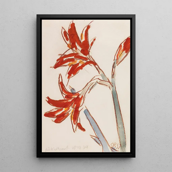 Red Amaryllis Painting - Christian Rohlfs — framed artwork on a wall