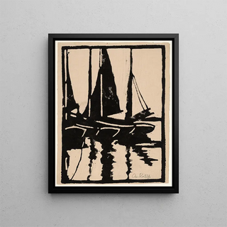 Voiliers dans le port - Christian Rohlfs — framed artwork on a wall