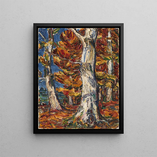 Beech trees in autumn - Christian Rohlfs — framed artwork on a wall