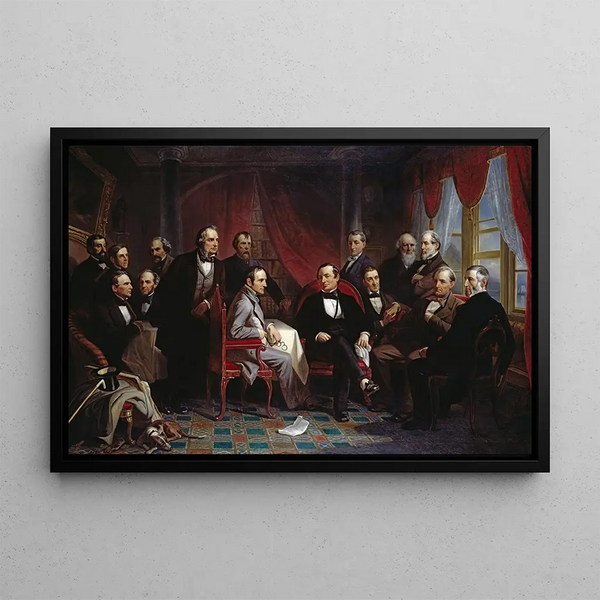 Washington Irving and his literary friends at Sunnyside - Christian Schussele — framed artwork on a wall