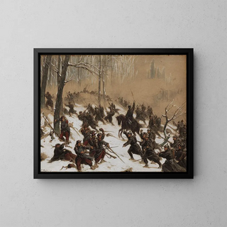 Winter War Scene - Christian Sell the Younger — framed artwork on a wall