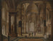 Interior church painting with elegant people - Christian Stöcklin — artwork view
