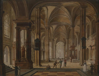 Interior church painting with elegant people - Christian Stöcklin — artwork view