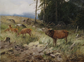 Deer and fallow deer at the edge of the forest - Christoffer Drathmann — artwork view