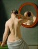 a woman nude styling her hair in front of a mirror - Christoffer Wilhelm Eckersberg — artwork view