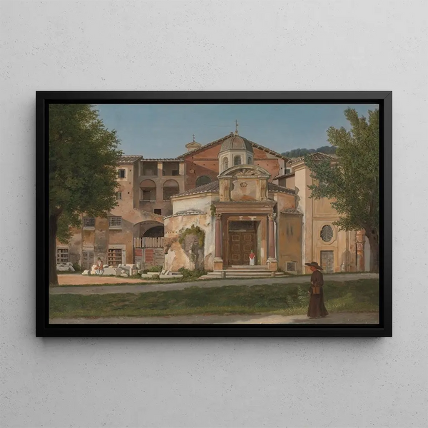 A section of the Via Sacra Rome L'église des Saints Côme et Damien - Christoffer Wilhelm Eckersberg — framed artwork on a wall