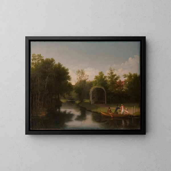 Aire de repos dans le parc du manoir de Sanderumgrd - Christoffer Wilhelm Eckersberg — framed artwork on a wall