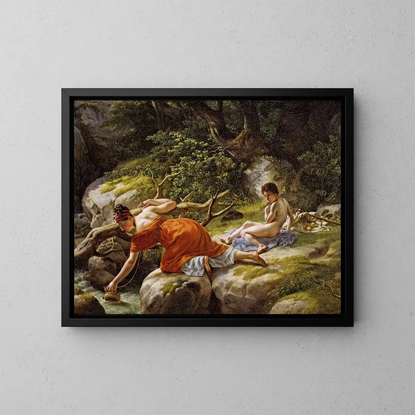 Hagar and Ishmael in the desert - Christoffer Wilhelm Eckersberg — framed artwork on a wall