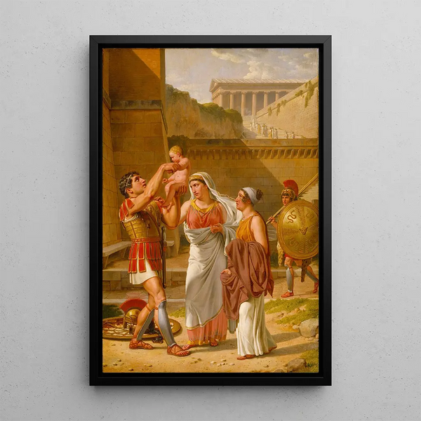 Les adieux d'Hector à Andromaque - Christoffer Wilhelm Eckersberg — framed artwork on a wall