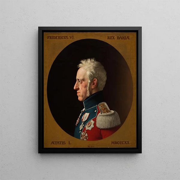 Portrait of Frederick 6 - Christoffer Wilhelm Eckersberg — framed artwork on a wall