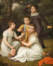 Portrait of the owner of the Chamberlain plantation and vice-governor of the Antilles. The four children of Søbøtker painted in the garden of Hummeltofte - Christoffer Wilhelm Eckersberg — artwork view