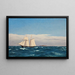 Marine landscape painting with the island of Hjelm and the Jutland coast - Christoffer Wilhelm Eckersberg — framed artwork on a wall