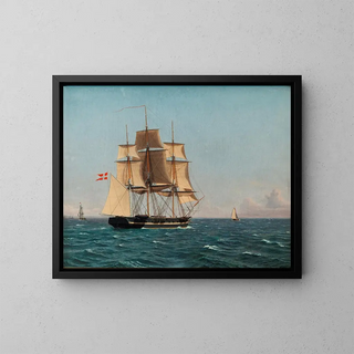 La Corvette Najaden sous voiles - Christoffer Wilhelm Eckersberg — framed artwork on a wall