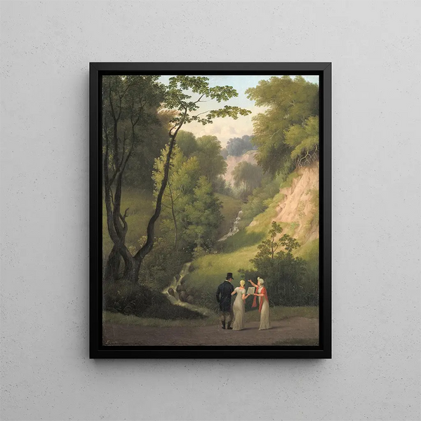The Devil's Fissure at Liselund Manor, Møn Island - Christoffer Wilhelm Eckersberg — framed artwork on a wall