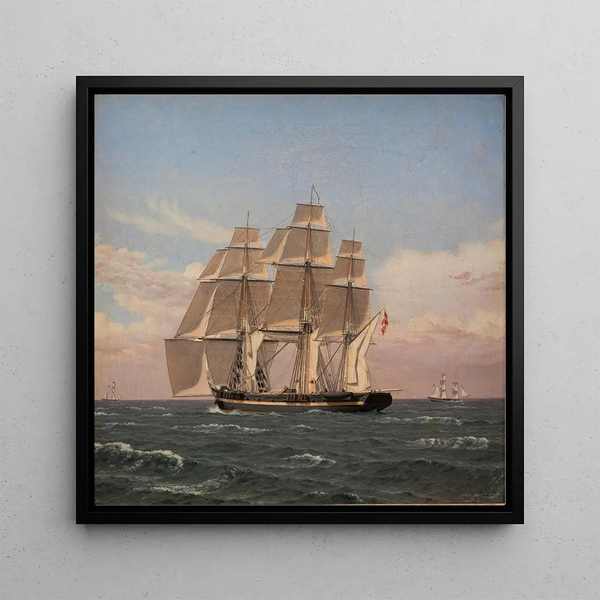 La corvette Najaden sous voiles - Christoffer Wilhelm Eckersberg — framed artwork on a wall