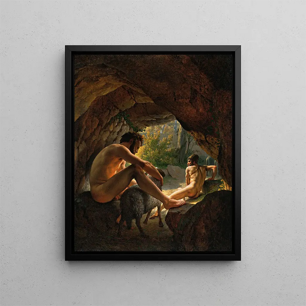 Ulysses fleeing the cave of Polyphemus - Christoffer Wilhelm Eckersberg — framed artwork on a wall