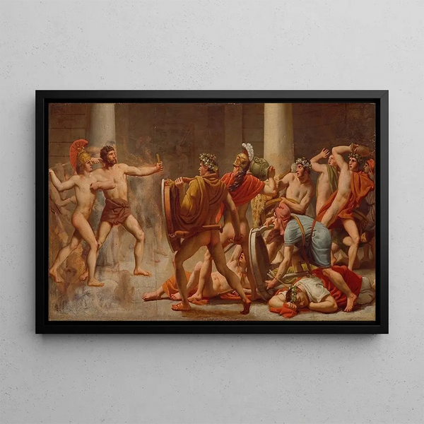 La vengeance d'Ulysse sur les prétendants de Pénélope - Christoffer Wilhelm Eckersberg — framed artwork on a wall