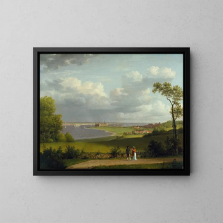 View north of Kronborg Castle - Christoffer Wilhelm Eckersberg — framed artwork on a wall