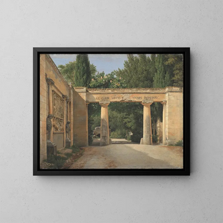 View of the garden of Villa Borghese in Rome - Christoffer Wilhelm Eckersberg — framed artwork on a wall