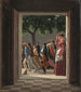 View through a door on running characters - Christoffer Wilhelm Eckersberg — artwork view