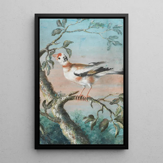 A bird on a branch - Christoph Ludwig Agricola — framed artwork on a wall