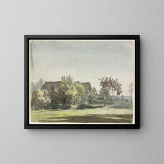 Farm behind trees - Christoph Nathe — framed artwork on a wall