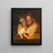 an old man holding a letter with a cat on a ledge - Christoph Paudiss — framed artwork on a wall