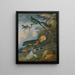 A parrot and a goldfinch at the foot of a tree - Christophe Huet — framed artwork on a wall