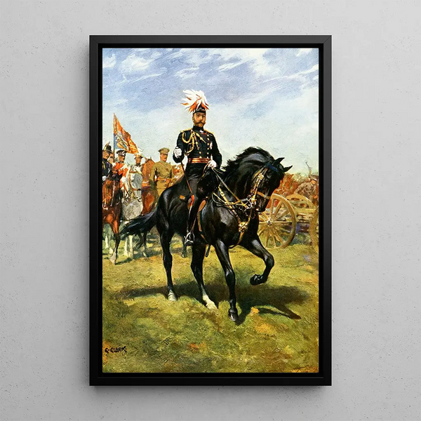 Reproduction of the painting His Majesty King George V on his horse Rupert - Christopher Clark