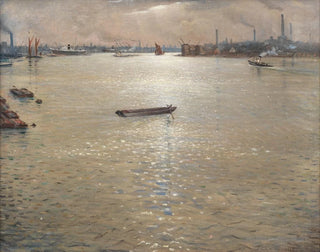 a Tamise landscape - Christopher R W Nevinson — artwork view