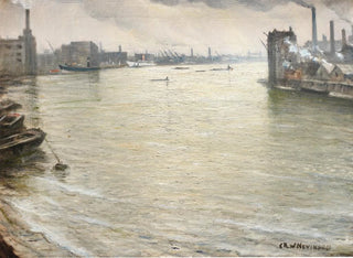The Thames view towards the Tower of London - Christopher R W Nevinson — artwork view