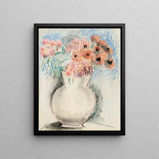 Flowers roses dans un vase - Christopher Wood — framed artwork on a wall