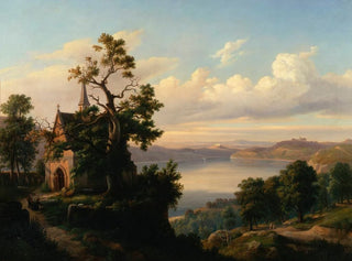 Landscape with a Lake and a Gothic Church - Chrystian Breslauer — artwork view