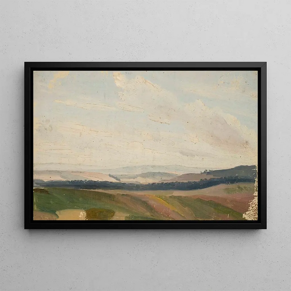 Landscape Sketch Painting of Plain - Chrystian Breslauer — framed artwork on a wall