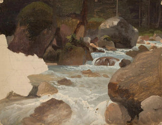 Mountain Stream Sketch Painting in the Forest - Chrystian Breslauer — artwork view