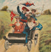 Five women driving in an antique car - Anonymous — displayed in an interior