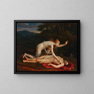 Venus mourning the death of Adonis - Circle of Baron Pierre-Narcisse Guérin — framed artwork on a wall
